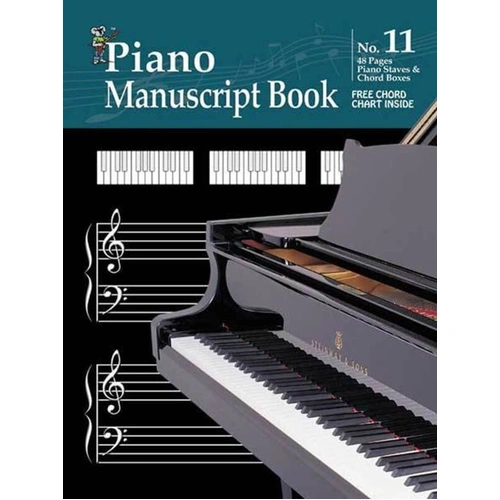 Progressive Manuscript Book 11 for Piano - 48 Pages with Staves and Chord Boxes