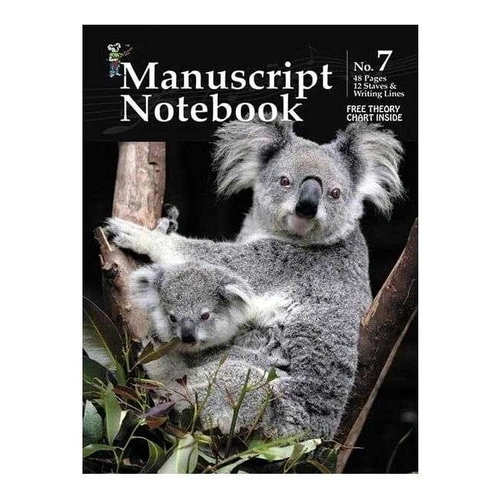 Progressive Manuscript Book 7 - 48 Pages, 12 Stave, Interleaved Notebook with Free Theory Chart