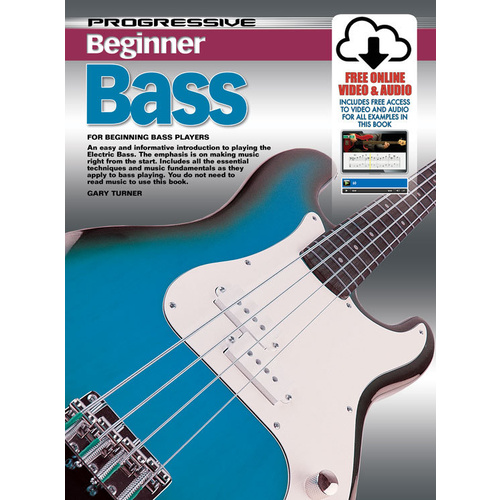 Progressive Beginner Bass Book/Online Video And Audio Book