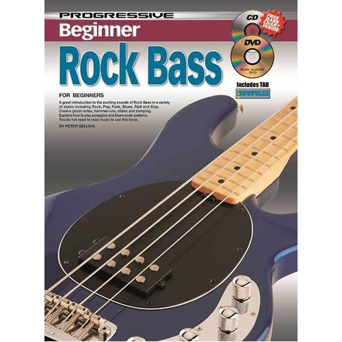 Progressive Beginner Rock Bass Book with CD and DVD