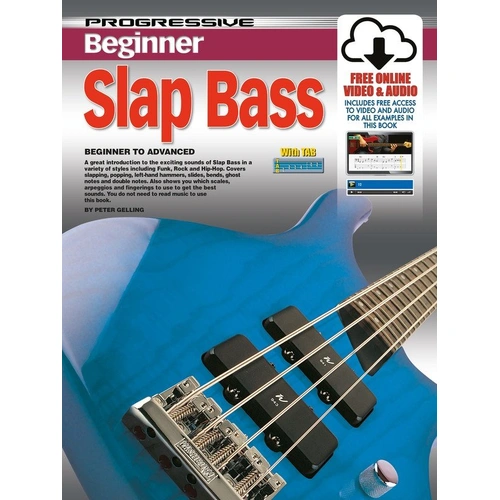 Progressive Beginner Slap Bass Book by Learn To Play Publishing, 60 Pages, Covers Slapping, Popping, Scales, and More