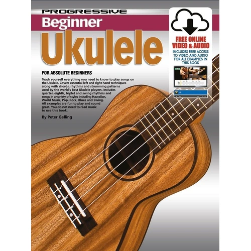 Progressive Beginner Ukulele Book with 2 DVDs, 1 CD, and 1 DVD-ROM for Beginners