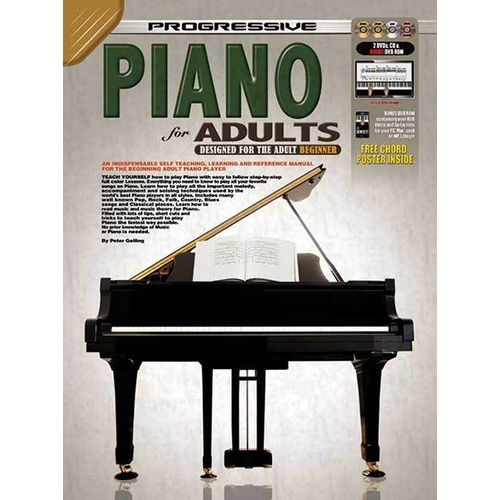 Progressive Piano for Adults Book/CD/DVD Set with Step-by-Step Lessons and Music Theory