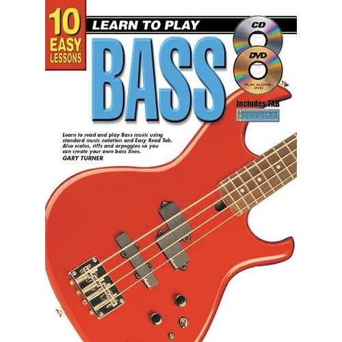 10 Easy Lessons Learn To Play Bass Book/CD/DVD Book