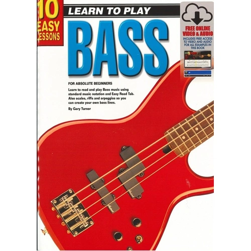 10 Easy Lessons Learn to Play Bass Book