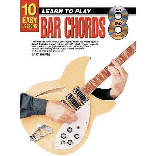 10 Easy Lessons Learn To Play Bar Chords Book/CD/DVD Book
