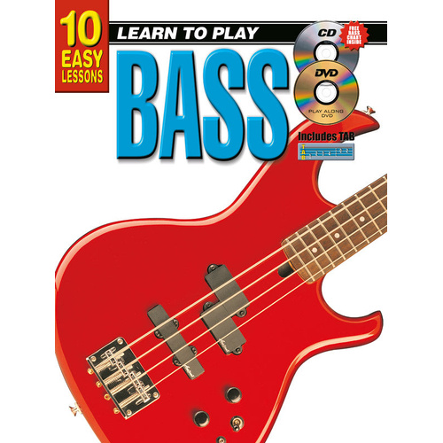 10 Easy Lessons to Learn Bass with Book, CD, DVD, and Chart