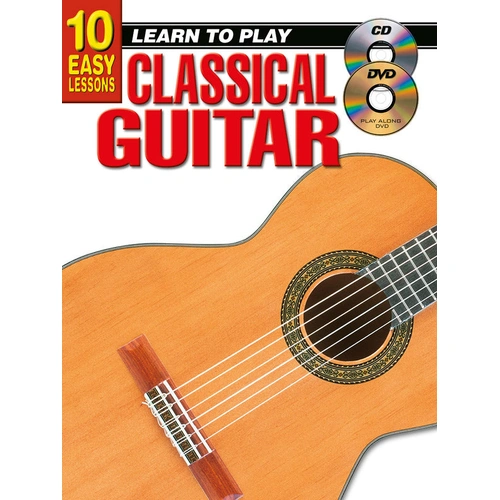 10 Easy Lessons LTP Classical Guitar Book with CD and DVD