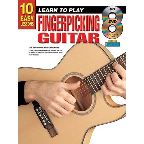 10 Easy Lessons Learn To Play Fingerpicking Guitar Book/CD/DVD Book