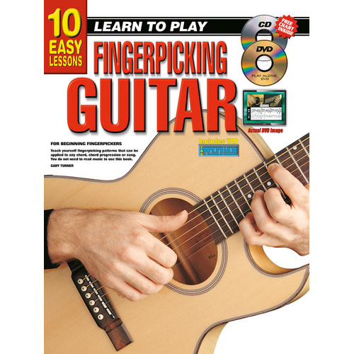 10 Easy Lessons LTP Fingerpicking Guitar Book, CD, DVD