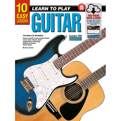 10 Easy Lessons to Learn Guitar Book with CD and DVD