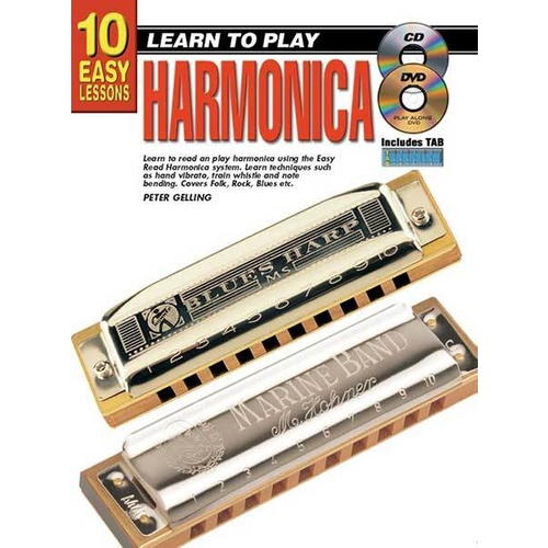 10 Easy Lessons Learn To Play Harmonica Book/CD/DVD Book