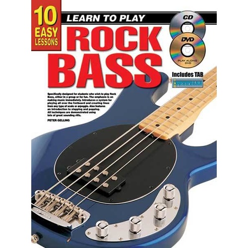 10 Easy Lessons Learn To Play Rock Bass Book/CD/DVD Book