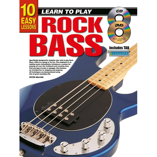 10 Easy Lessons Rock Bass Book, CD, DVD