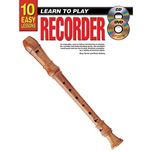 10 Easy Lessons Learn To Play Recorder Book/CD/DVD Book