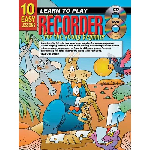 10 Easy Lessons Learn To Play Recorder For The Young Beginner Book/CD/DVD Book