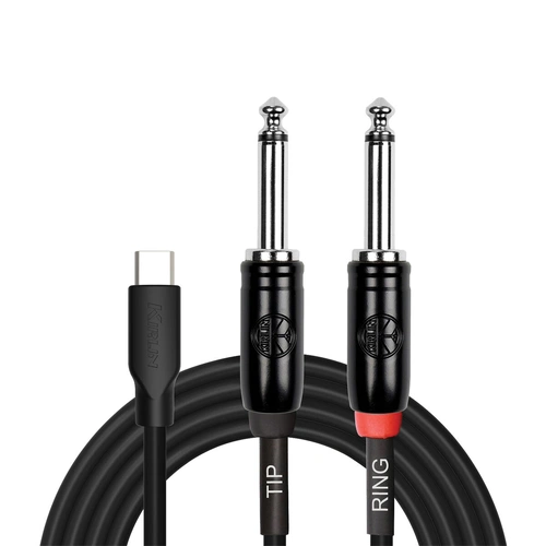 Kirlin 6ft USB C to 2 x 1/4" Mono Y-Cable Patch Cable KUYC-392B-BK-6