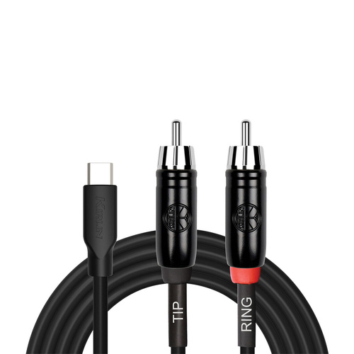 Kirlin 6ft USB C to 2 x RCA Y-Cable Patch Cable KUYC-394B-BK-6