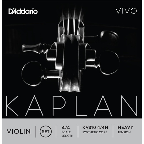D'Addario Kaplan Vivo Violin String Set, 4/4 Scale, Heavy Tension