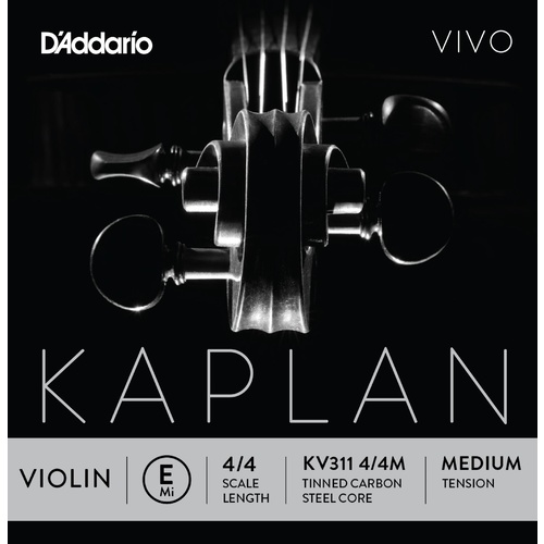 D'Addario Kaplan Vivo Violin E String, 4/4 Scale, Medium Tension