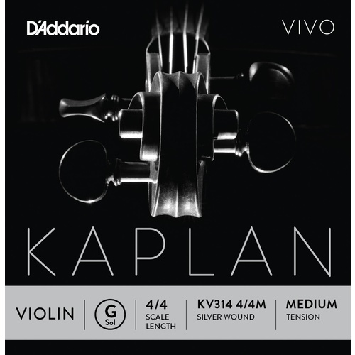 D'Addario Kaplan Vivo Violin G String, 4/4 Scale, Medium Tension