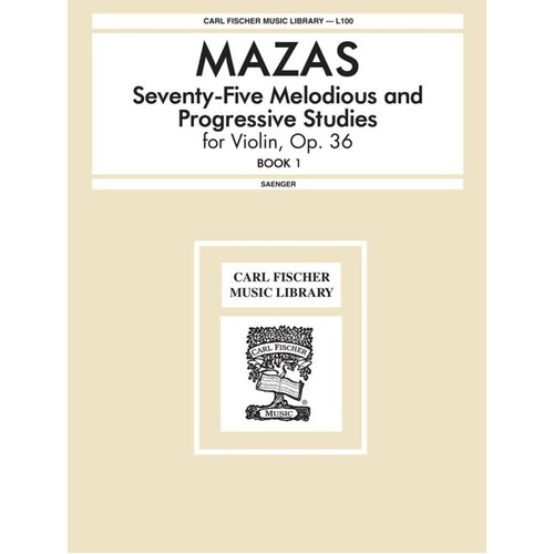 Mazas - 75 Etudes Op 36 Book 1 For Violin (Softcover Book)