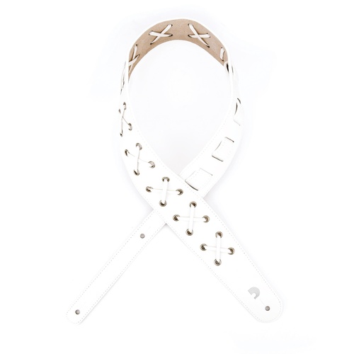 Laced Guitar Strap, White - by D'Addario