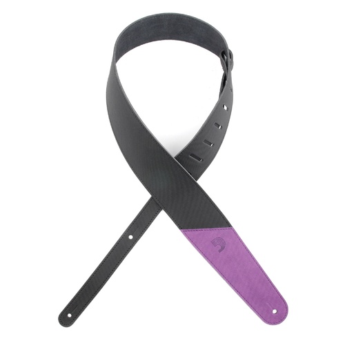 2.5 Inch Leather Guitar Strap, Colored Ends - Purple, by D'Addario
