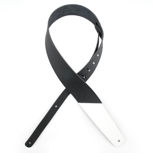2.5 Inch Leather Guitar Strap, Colored Ends - White, by D'Addario