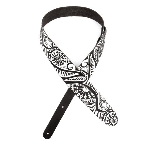 Leather Guitar Strap, Tribal Tattoo Art, by D'Addario