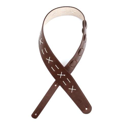 Leather Guitar Strap, Decorative Stitch, by D'Addario