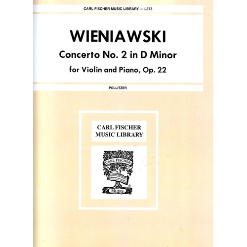 Wieniawski Concerto No. 2 in D Minor Op. 22 for Violin and Piano - 29 Pages