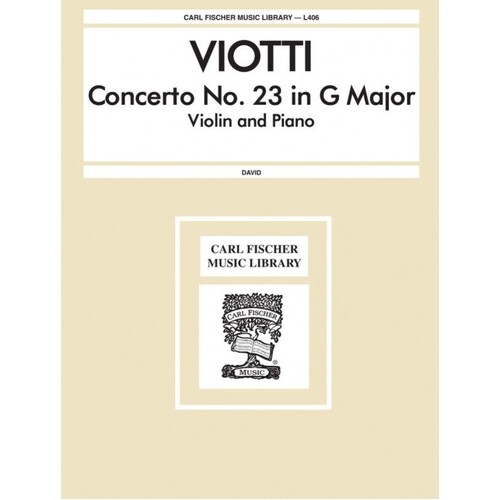 Concerto No 23 G Violin/Piano (Softcover Book)