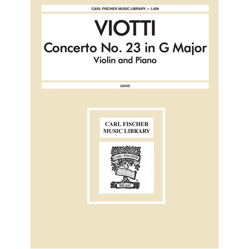 Viotti Concerto No. 23 in G Major - Violin/Piano Accompaniment Fischer L406