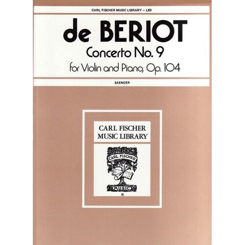 Beriot - Concerto No 9 Op 104 A Min Violin/Piano (Softcover Book)