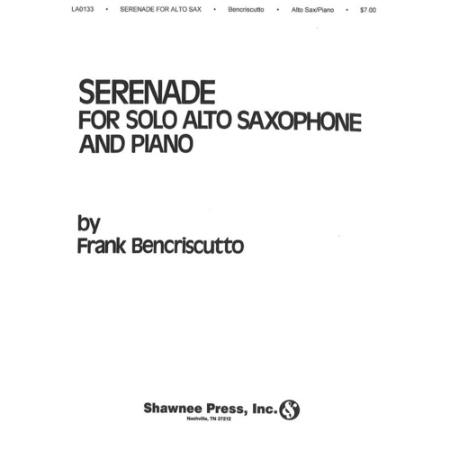 Serenade For Solo Alto Saxophone And Piano Book