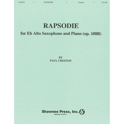 Rapsodie For E Flat Saxophone And Piano Book