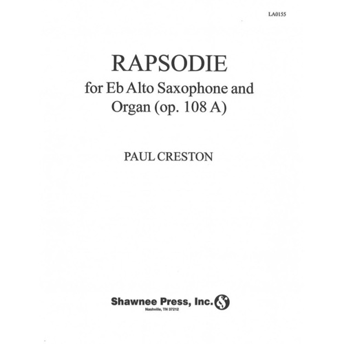 Rapsodie For E Flat Alto Saxophone And Organ Sax Book