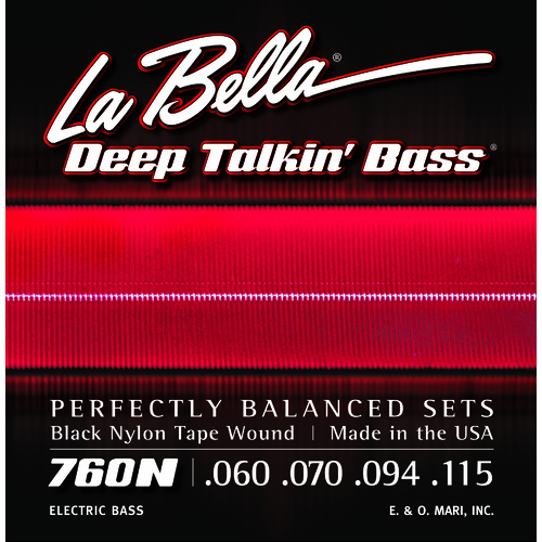 La Bella 760N Black Nylon Tape Wound Bass Strings 60-115