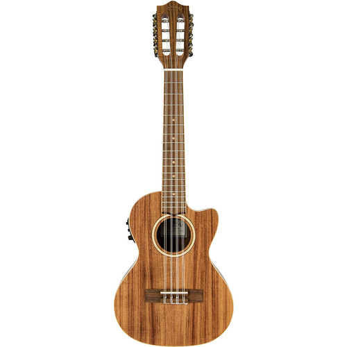 Lanikai Acacia Solid Top 8-String Tenor Ukulele with Fishman Kula Preamp and Padded Gig Bag, Natural Satin Finish