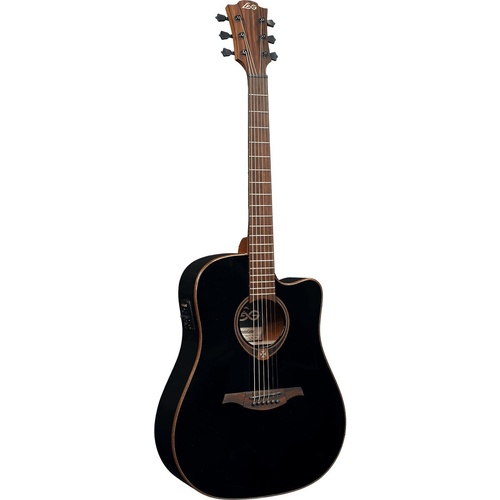 LAG Tramontane 118 T118DCE Acoustic Guitar Dreadnought Black Solid Engelmann Top w/ Pickup