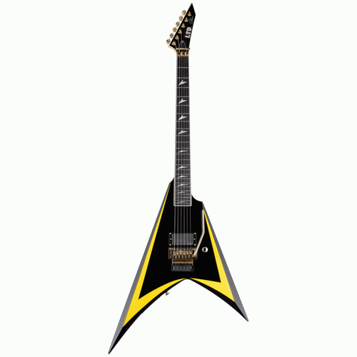 ESP LTD Alexi Arrowhead SE 20th Anniversary Guitar, Black with Yellow Bevels Finish