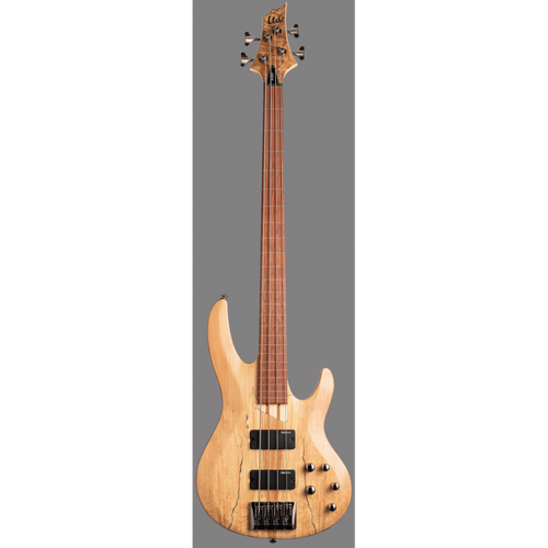 LTD B-204SM Spalted Maple Fretless Bass Natural Satin Finish