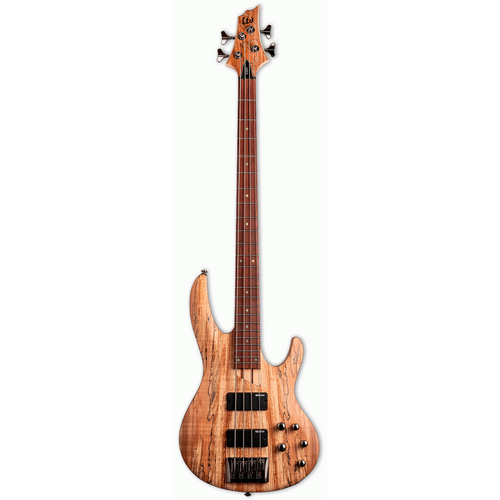 LTD B-204 Spalted Maple 4 String Bass Natural Satin Finish with Ash Body and 5-Piece Neck