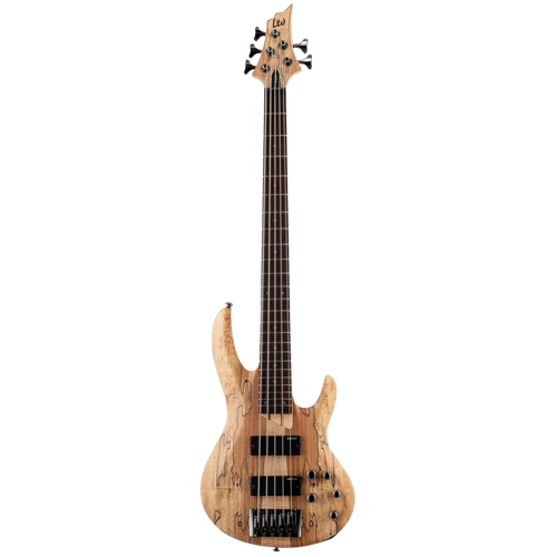 LTD B-205 Spalted Maple 5-String Bass Guitar Natural Satin Finish