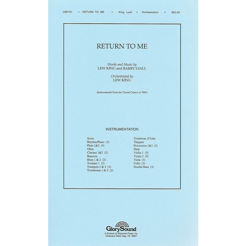 Return To Me Orchestration Book