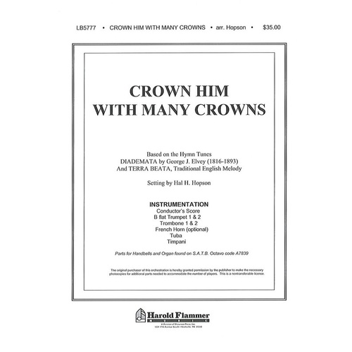 Crown Him With Many Crowns Handbells Percussion Orch Book