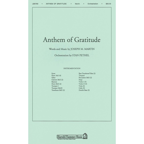 Anthem Of Gratitude Orchestra Book