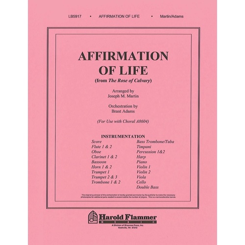 Affirmation Of Life From Rose Calvary Orchestrat Book