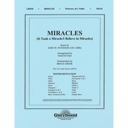 Miracles It Took A Miracle I Believe In Orchestr Book